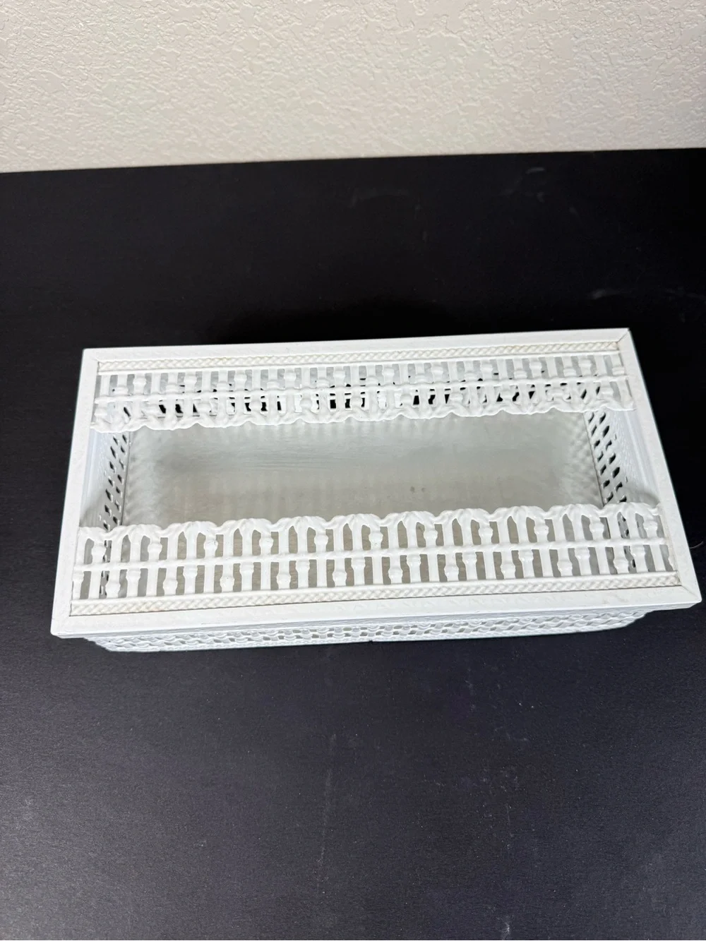 White Metal Tissue Box Cover